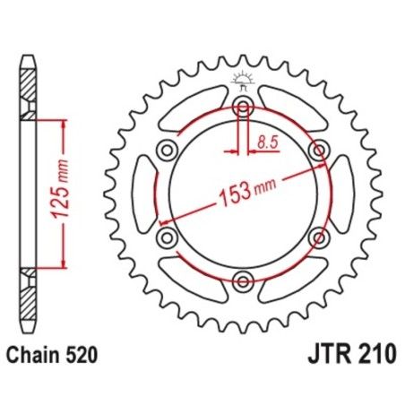 Corona JT 210 de acero con 49 dientes paso 520 autolimpiable - motoscamaralweb.com