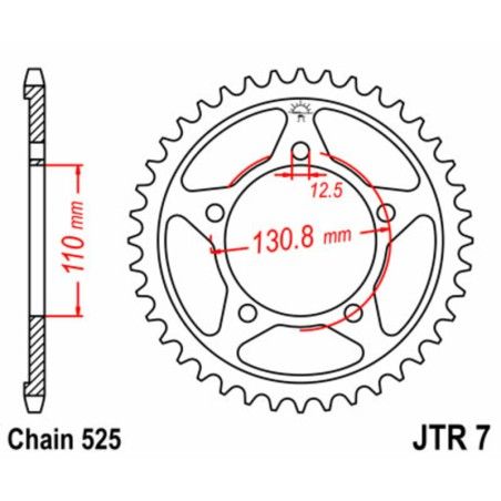 Corona JT SPROCKETS acero estándar 7 - Paso 525 - motoscamaralweb.com
