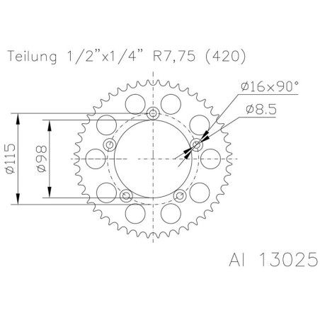 Corona ESJOT Aluminio 51-13025 46 dientes - motoscamaralweb.com
