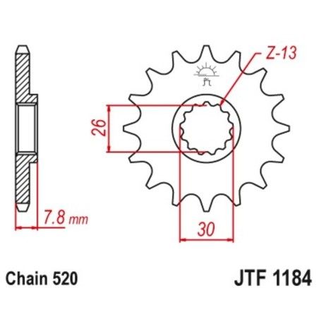Piñón JT 1184 de acero con 18 dientes - motoscamaralweb.com