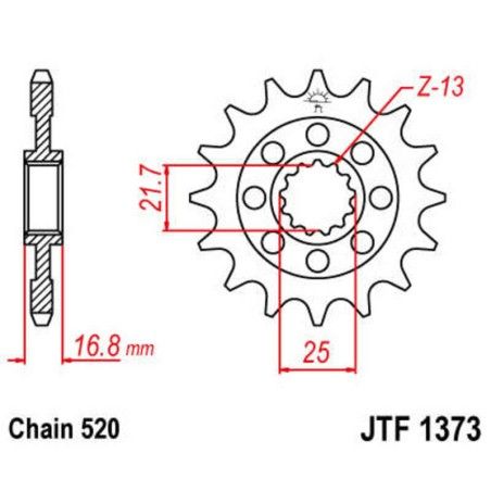 Piñón JT SPROCKETS acero estándar 1373 - Paso 520 - motoscamaralweb.com