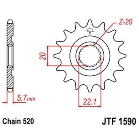 Piñón JT 1590 de acero con 12 dientes - motoscamaralweb.com