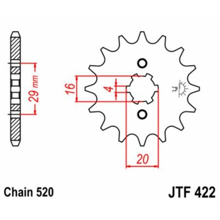 Piñon JT 422 de acero con 14 dientes - motoscamaralweb.com