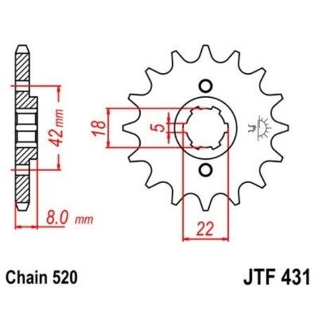 Piñon JT 431 de acero con 11 dientes - motoscamaralweb.com