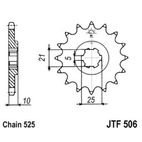 Piñon JT 506 de acero con 14 dientes - motoscamaralweb.com
