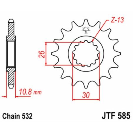 Piñón JT SPROCKETS acero estándar 585 - Paso 532 - motoscamaralweb.com