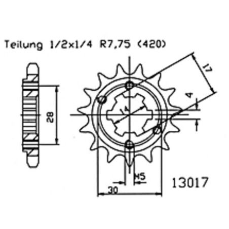 Piñón ESJOT acero 50-13017 14 dientes - motoscamaralweb.com