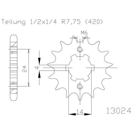 Piñon ESJOT Acero 50-13024 12 dientes - motoscamaralweb.com