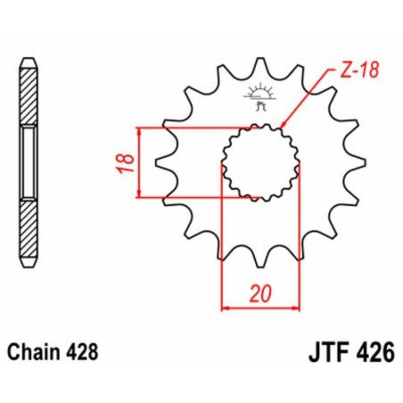 Piñon JT 426 de acero con 13 dientes - motoscamaralweb.com