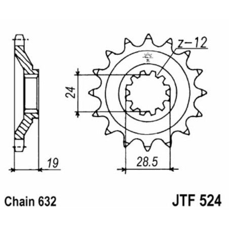 Piñón JT SPROCKETS acero estándar 524 - Paso 630 - motoscamaralweb.com