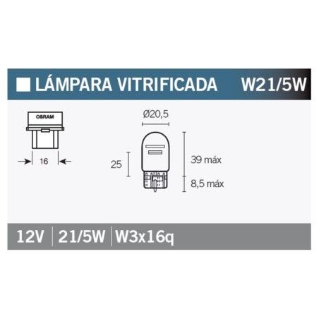 Lámpara OSRAM 7515 - W21 / 5W 21W 21 / 5W - 10 uds - motoscamaralweb.com