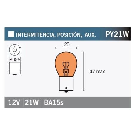 Lámpara V PARTS 12V 21W AMBAR - 10 uds - motoscamaralweb.com