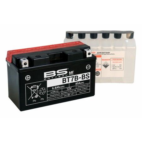 Batería BS BATTERY sin mantenimiento con pack de ácido BT7B-BS - motoscamaralweb.com