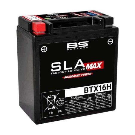 Batería BS BATTERY SLA Max sin mantenimiento activada en fábrica BTX16H - motoscamaralweb.com