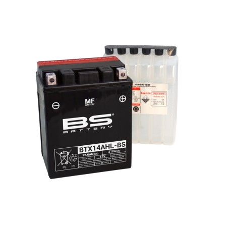 Batería BS BATTERY sin mantenimiento con pack de ácido BTX14AHL-BS - motoscamaralweb.com