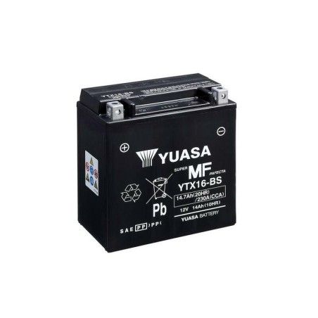 Batería YUASA YTX16-BS Combipack (con electrolito) - motoscamaralweb.com