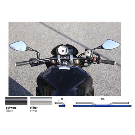 Manillar aluminio LSL X-Bar XD2 negro perlado Ø28.6 - 835mm - motoscamaralweb.com