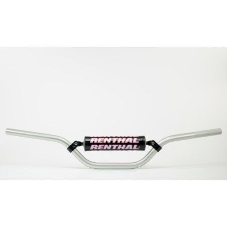 Manillar Renthal minicross KX65 plata con protector negro 783-01-SI-03-219 - motoscamaralweb.com