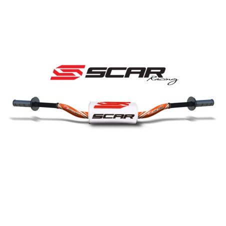 Manillar SCAR O² Color 85SX/TC85 Ø28.6mm - Naranja / Protector blanco - motoscamaralweb.com