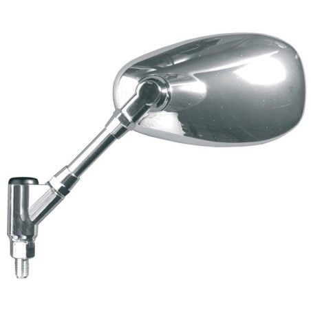 Retrovisor izquierdo universal V PARTS ovalado standard M10 rosca izquierda cromado - motoscamaralweb.com