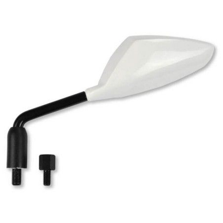 Retrovisor izquierdo universal V PARTS con adaptadores blanco - motoscamaralweb.com