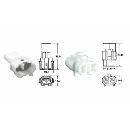 Juego de conectores 2 vias Series 090 SMTO BIHR tipo original Ø0.85mm²/1.25mm² - 5 Juegos completo - motoscamaralweb.com