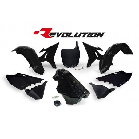 RACETECH Revolution Plastic Kit + Gas Tank Black Yamaha YZ125/250 - motoscamaralweb.com