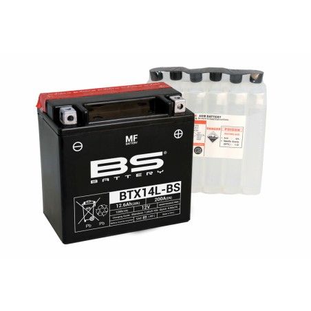 Batería BS BATTERY BTX14L-BS sin mantenimiento con pack de electrolito - motoscamaralweb.com