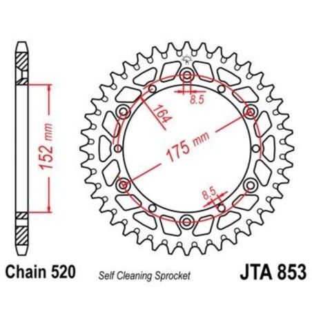 Corona JT 853 de aluminio con 41 dientes - motoscamaralweb.com