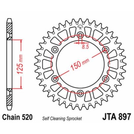 Corona JT 897 de aluminio con 40 dientes - motoscamaralweb.com