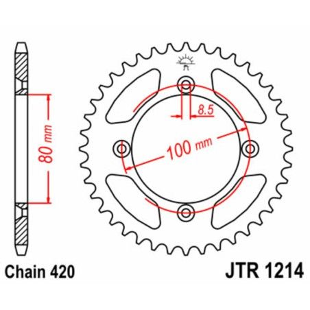 Corona JT SPROCKETS acero estándar 1214 - Paso 420 - motoscamaralweb.com