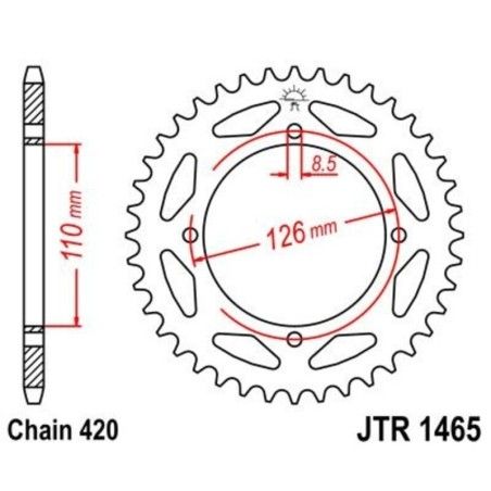 Corona JT SPROCKETS acero estándar 1465 - Paso 420 - motoscamaralweb.com