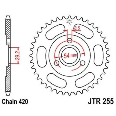 Corona JT 255 de acero con 35 dientes - motoscamaralweb.com
