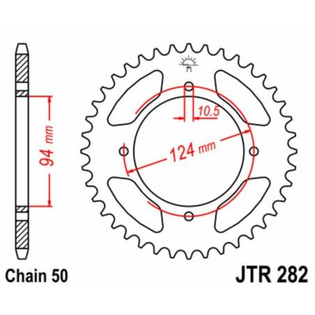 Corona JT SPROCKETS acero estándar 282 - Paso 530 - motoscamaralweb.com