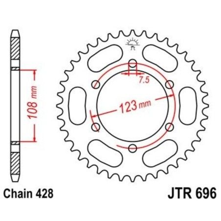 Corona JT 696 de acero con 43 dientes - motoscamaralweb.com