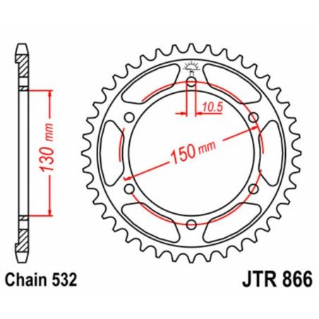 Corona JT 866 de acero con 38 dientes - motoscamaralweb.com