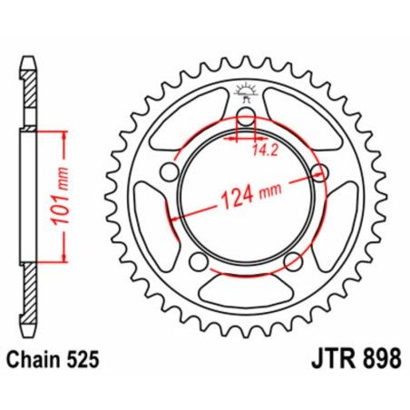 Corona JT SPROCKETS acero estándar 898 - Paso 525 - motoscamaralweb.com
