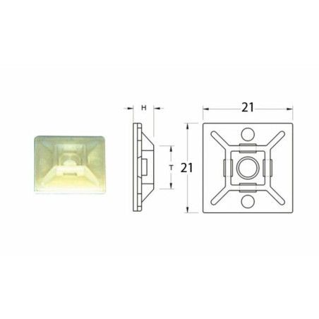 Base adhesiva para bridas de nylon BIHR blanco 21 x 21mm - motoscamaralweb.com