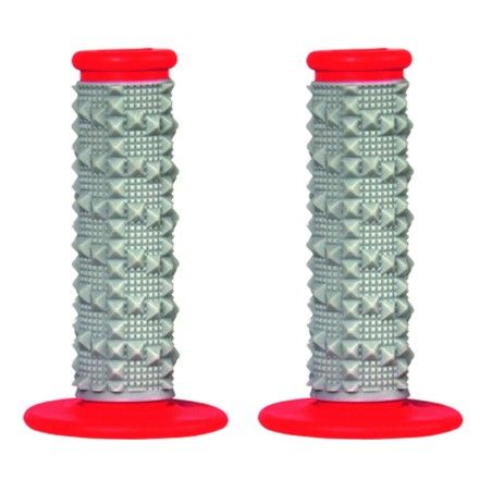 Puños SCAR X2R Dual Density Full Diamond - Gris / Rojo - motoscamaralweb.com