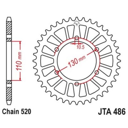 Corona JT 520 de aluminio con 50 dientes - motoscamaralweb.com