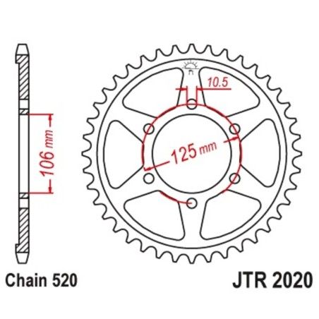 Corona JT 2020 de acero con 41 dientes paso 520 autolimpiable - motoscamaralweb.com