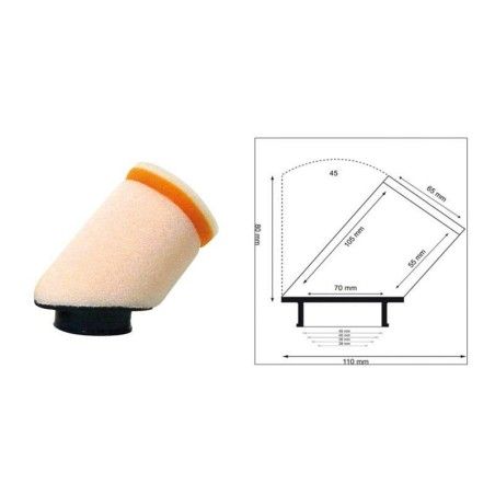 Filtro de aire TWIN AIR cilíndrico 45° manguito Ø28mm - 158977 - motoscamaralweb.com