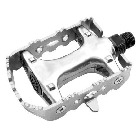 Par pedales BTT ALU. Eje CR-MO. Plata - motoscamaralweb.com