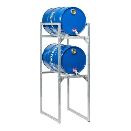 Estantería de hierro cincado TECNIUM para 2 bidones de aceite 60L - motoscamaralweb.com