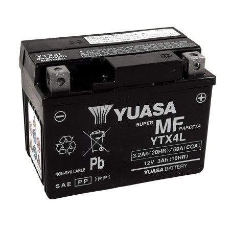 Batería YUASA W/C activada de fábrica sin mantenimiento - YTX4L (FA) - motoscamaralweb.com