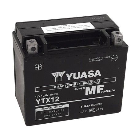Batería YUASA W/C activada de fábrica sin mantenimiento - YTX12 (FA) - motoscamaralweb.com