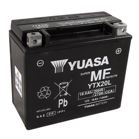Batería YUASA W/C activada de fábrica sin mantenimiento - YTX20L (FA) - motoscamaralweb.com
