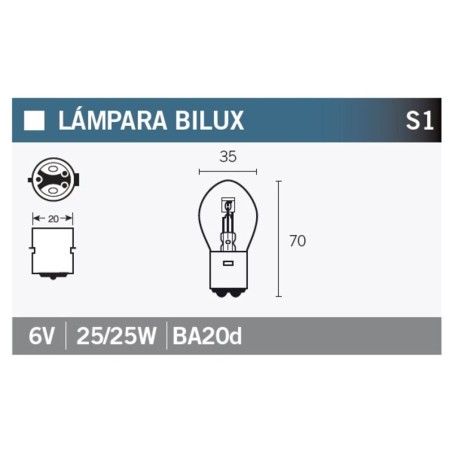 Lámpara V PARTS 6V 25 / 25W - 10 uds - motoscamaralweb.com