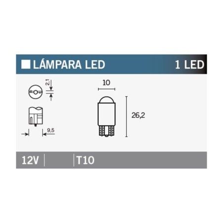 Lámpara V PARTS 1LED T10 AMBAR - 10 uds - motoscamaralweb.com