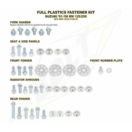 Kit tornillería de plástica Bolt SUZ 01-08 RM125/250 - motoscamaralweb.com